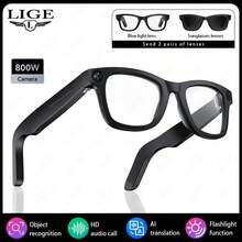 LIGE Smart Glasses 300mAh Battery AI Voice Assistant / Photo Capture / Video Recording / Audio Recording / Music Control / Calls / Notification Alarms / Status Indicator Lights / AI Translation / Smart Object Recognition / Touch Controls / Music Playback (Music Control, Local Music) Multi-Functional Fashion Smart Glasses - View 12