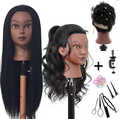 26 Inch Braiding Practice Mannequin Head With Hair, Hairdressing Training Practice Dummy Head