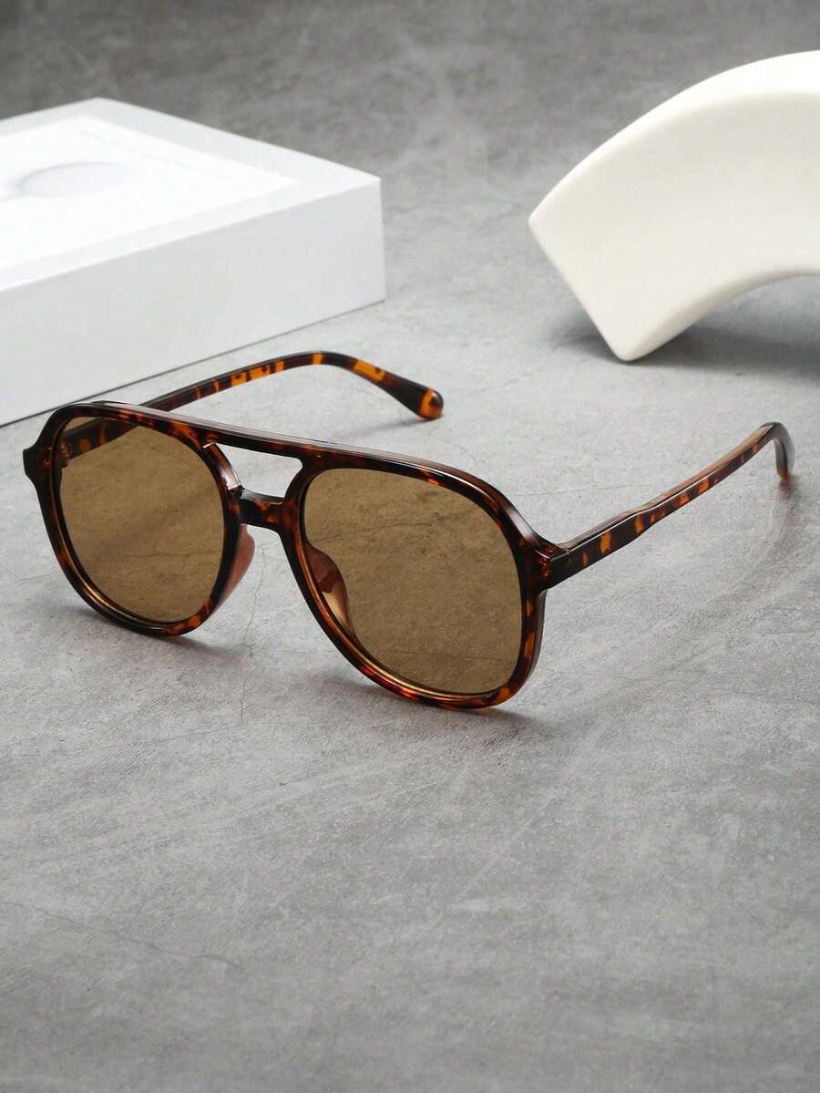 1 pieza Gafas de montura doble grande y de alta calidad con diseño minimalista y de moda unisex, adecuadas para viajes, vacaciones, uso casual, fiestas y uso diario - Multicolor - Ver 1