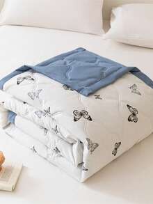 1件手工包边夏季被子，轻盈透气，活力印花，不褪色不起球，适合居家卧室、户外旅行、学生宿舍、办公室午睡等场合。 - 彩色 - 查看 1