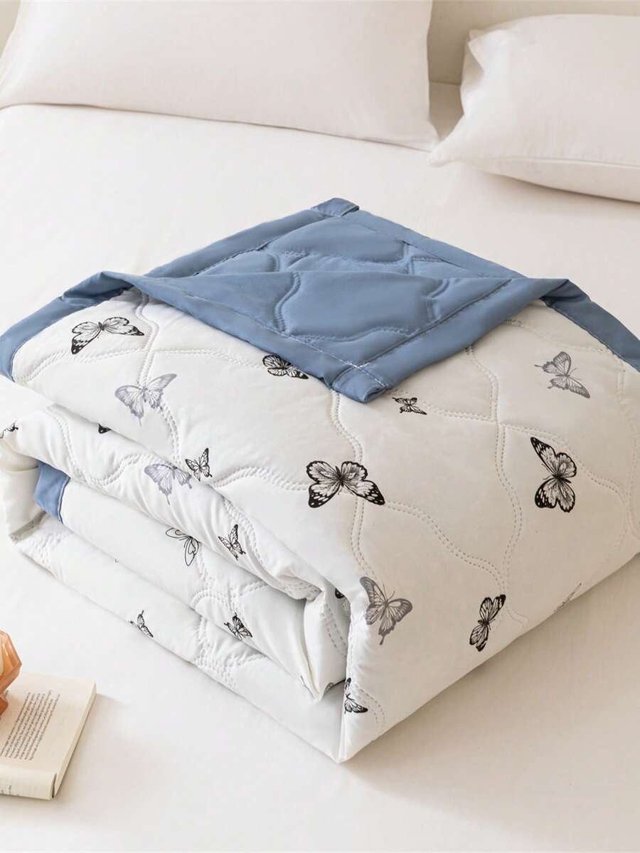 1件手工包边夏季被子,轻盈透气,活力印花,不褪色不起球,适合居家卧室、户外旅行、学生宿舍、办公室午睡等场合。 - 彩色 - 查看 1