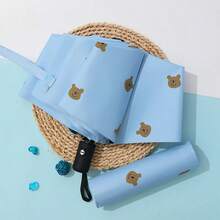 1pc Automatic Tri-Fold Umbrella With Bear Pattern, Cream Pink & Mint Blue, Portable Windproof UV Protection Sunshade, Cute Aesthetic Style, Suitable For School, Commute, Travel - Umbrella - View 13