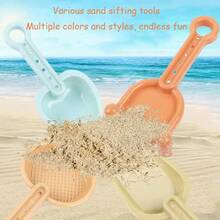 10件套儿童水上沙滩玩具套装 - 橙色六边形沙桶、浅蓝色浇水壶、2把铲子、棕色耙子（16.4*8*3厘米）、米色筛子、4个沙模（螃蟹/鱼/贝壳/星星，颜色分别为米色/橙色/浅蓝色），耐用塑料材质，夏季水上沙滩玩具套装，适合作为生日/节日/沙滩/泳池礼物 - 西瓜粉 - 查看 8