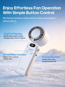kinscoter 1 pieza Ventilador de mano portátil y recargable de 3600mAh, enfriador de aire para camping y viajes, con 100 velocidades de viento ajustables, ventilador de mano personal de enfriamiento mini - Multicolor - Ver 5