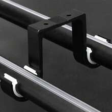 2Pcs Double Curtain Rod Brackets Ceiling Mount Ports Aluminum Alloy Black - A - View 5