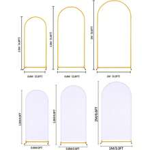 Vincidern 3Pcs Arch Backdrop Stand And 3Pcs White Arch Cover Set, Wedding Arch Frame,Balloon Arch Stand For Birthday Party, Graduation,Bridal Shower, Wedding Party Decor,6.6FT, 5.9FT,4.9FT - 金的 - 查看 4