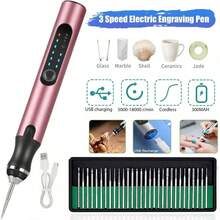 Electric Engraving Pen Kit With 30 Bits Mini Portable Engraver Tool For Jewelry Wood Metal Stone Plastic Glass Etching DIY - Pink - View 2