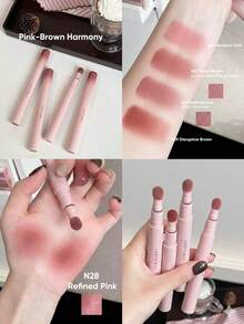 JUDYDOLL Cushion Lip Powder Cream, New Autumn/Winter Shades, Smoky Effect, Minimizes Lip Lines, Lightweight, Non-Transferring, Portable For Daily Use - N26 Resilient Pink - View 2
