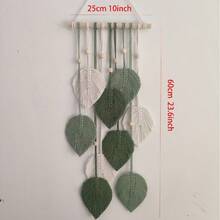 1件/套波西米亚风壁挂挂毯，手工编织树叶图案，棉绳流苏装饰，适用于民宿客厅、卧室、展厅、咖啡厅，营造轻松的度假氛围 - 查看 4