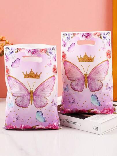 30 piezas Bolsas de regalo reutilizables con estampado de mariposa, bolsas de embalaje para compras, bolsas planas, bolsas de tela con asas, ideales para regalos de agradecimiento, fiestas festivas, tiendas y boutiques - Las bolsas de regalo talla grande populares para supermercados, negocios minoristas