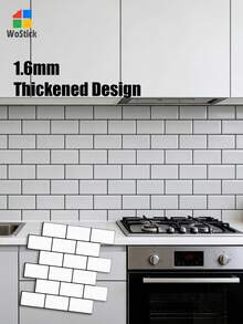WoStick 4Sheeets/10Sheets 3D Glossy Subway Peel And Stick Tiles, Self-Adhesive Waterproof Wall Stickers For Kitchen Backsplash - Multicolor - View 1