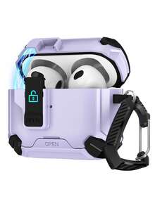 1pc Contrast Color Bluetooth Earphone Protective Case, Compatible With Apple 4/Pro 2/3 Wireless Earphones, Magnetic Buckle, Can Be Used As Phone Holder, Anti-Fall Anti-Lost Anti-Theft Protective Cover, Unisex - Multicolor - View 7