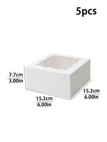 5个/10个装，6x6x3英寸，坚固蛋糕盒，白色硬纸板和牛皮纸材质，波浪形窗口，适用于饼干和纪念品包装 - 查看 14
