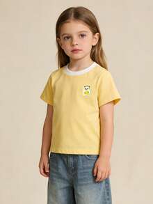 Balabala Unisex Short Sleeve T-Shirt, Classic Round Neck, Breathable Quick-Dry Fabric, Comfortable For Summer Wear - Light Yellow - View 1