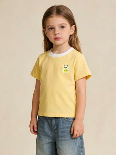 Balabala Unisex Short Sleeve T-Shirt, Classic Round Neck, Breathable Quick-Dry Fabric, Comfortable For Summer Wear