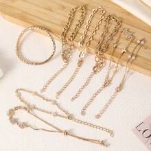 Bộ 8 vòng tay tua rua nhiều lớp hình hoa, bướm và trái tim, phụ kiện dễ thương, đa năng, phù hợp cho trang phục dự tiệc, làm quà tặng cho người thân yêu, đeo hàng ngày và ngày Valentine. - Nhiều màu - Xem 3