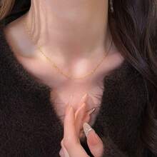 1 pièce Collier délicat pour femme en argent sterling S925 plaqué or, longueur optionnelle 40/45/50/55/60cm, hypoallergénique, chaîne élégante pour la clavicule, chaîne en argent à la mode, convient pour les cadeaux de la Saint-Valentin, l'anniversaire, l'anniversaire, Thanksgiving et Noël - Doré - Voir 3