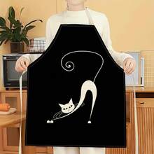 1pc Cool Cat Pattern Apron, Creative Funny Fashion Printed Apron, Home Cleaning Apron, Easy Clean Kitchen Cooking Apron, Creative Home Apron - Multicolor - View 6