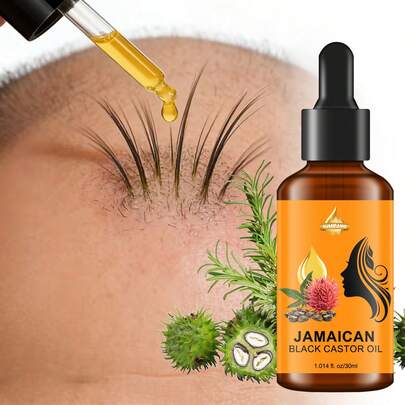 SUMIFANG 30毫升黑蓖麻油护发精华，富含蓖麻油，为头皮和发丝提供多重滋养，补充角蛋白，减少断裂和分叉，增强头发弹性，锁住水分，改善干枯毛躁的头发，使头发更柔顺。