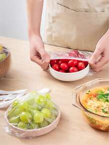 500片/包，一次性食品保鲜膜：淋浴喷头罩、多功能一次性收缩膜（1袋）、一次性鞋套、加厚厨房食品保鲜膜、弹性冰箱食品保鲜膜（50/100/300/500片装） - 彩色 - 查看 4