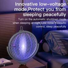 新款四合一可伸缩折叠式电蚊拍，USB充电，家用办公两用，可壁挂安装 - 彩色 - 查看 4