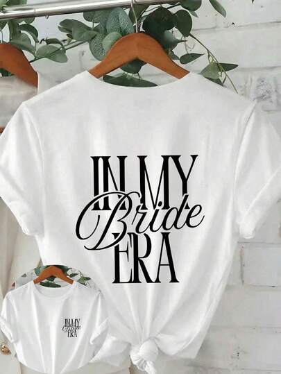 Mujer Diario Casual La era de la novia ha llegado/Oficialmente he entrado en el modo novia/Ahora estoy en la leyenda de la novia. Sudadera con capucha de cuello redondo de manga corta para primavera, otoño e invierno, adecuada para el Día de San Valentín/Temporada de regreso a la escuela Blanco Verano