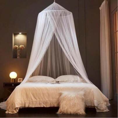 1 件装黑白圆顶蚊帐罩，网状蚊帐床罩，特大号床罩床帘，吊挂式蚊帐，适用于家用床铺、户外露营装饰