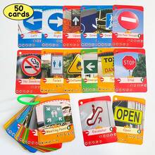 Lachilly 50 Double-Side Sign Cognition Learning Flashards, Traffic & Community Sign Recognition, Safety & Traffic Preschool Educational Sign Vocabulary Cards, Home School Classroom Resources Educational Toys - Multicolor - View 5