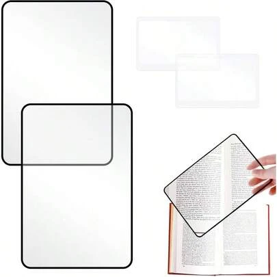 4 Pcs Full Page Magnifying Sheet Reading 3X Lightweight Magnifier Plastic Glass Seniors Reading Magnifier Books Rectangular Handheld Optical Low Read Small Prints
