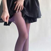 Spring Summer New Sheer Velvet Pantyhose Women Candy Color Sheer Nude Tights Y2K Sexy E-Girl Soft High Waist Hosier - 鮮紅色 - 查看 3