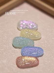 2026新款12毫升容量情人节礼物夏季梦幻美人鱼超细春季闪粉水钻云锦碎钻超细闪粉凝胶超闪亮梦幻糖果冰透明闪粉凝胶指甲油，季节星光闪粉磁性持久美白美甲 - 彩色 - 查看 9