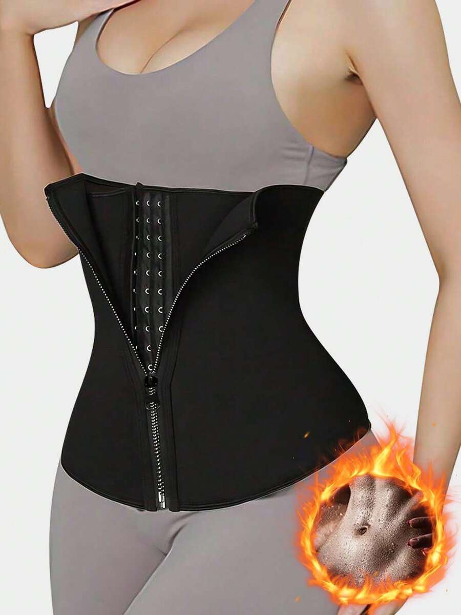 1件装女士束腰塑形带，带腰部收紧功能，桑拿腹带，运动健身训练带，腹部训练器，塑身衣，紧身胸衣，腹带，腹部支撑带，束腰塑形衣 - 黑色 - 查看 1