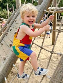 Kids Girls Boys Overall Shorts, Cute Contrast Color Summer Jumpsuit With Pockets For Casual Daily - Multicolor - View 6