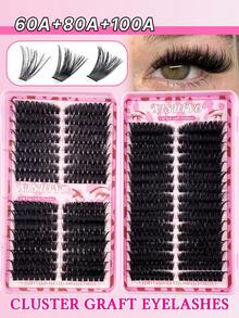 544pcs Eyelash Cluster, D-Curl, 544pcs Individual Lashes 50D+60D+80D/60D+80D+100D , DIY Lash Bundle Natural Look & Super Thick & Intelligent & Super Soft & Super Lightweight Reusable Individual Segment False Eyelashes Extension Kit, Suitable For Beginners Use At Home Or Travel, Daily Life & Wedding & Date & Party & Music Festival & Halloween Lash Clusters, Eyelash Clusters, Individual Eyelashes, Lashes, Fake Lashes - DD - View 2