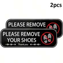 2pcs "Please Remove Shoes" Self-Adhesive Vinyl Durable No Shoes Sign, Home/Office Door Wall Decal - 2 Stickers Asking You to Take Off Your Shoes - View 10