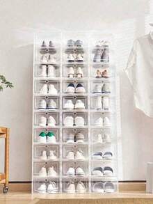 6/12 Pieces Transparent Stackable Shoe Boxes For Wardrobe Organization, Durable Clear Plastic Shoe Storage Boxes Featuring Clear Doors And Thick Drawer-Style Construction, Ideal For Sneakers, Casual Shoes, And Boots, Space-Saving Closet Solution With Easy Access, Sturdy Lids, And See-Through Design For Quick Selection, Organized Display And Dust-Protection, Fits On Shelf Or Inside Closet, Transparent Front Window For Instant Identification, Durable Plastic Construction For Long-Term Use, Compatible With Various Shoe Sizes - View 1