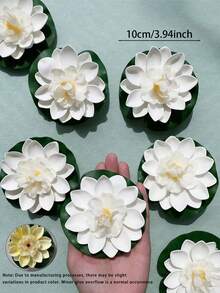 3朵仿真漂浮泡沫莲花，带睡莲，逼真池塘植物装饰，适用于池塘、湖泊、水族箱、花园、家居、婚礼和派对装饰 - 彩色 - 查看 8