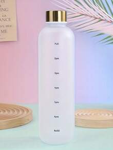 1000毫升/33.82盎司纯色便携式运动水壶，带每日饮水追踪功能，确保户外露营、徒步旅行、上学和日常饮水时的健康补水。 - 白色 - 查看 5