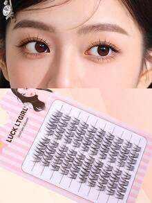 LUCK LTGIRL 60/80/90/240根柔软纤细的仿貂毛假睫毛，透明睫毛梗，自然凌乱的仙女睫毛，C型卷翘睫毛嫁接 - 查看 11