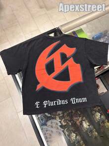 Godspeed Tee  "Orange Sunset", 100% Cotton Printed T-Shirt, High Quality Thick Heavyweight, New Autumn Fashion For Men, Premium Cotton Fabric, Suitable For Street Style, Machine Washable, Daily Gift - 黑色4 - 查看 2