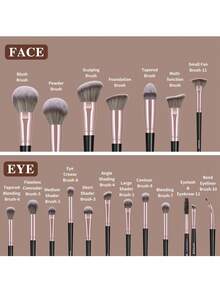 MAANGE 19件套专业化妆工具套装，包含18支化妆刷+1个收纳盒，包括粉底刷、散粉刷、腮红刷、遮瑕刷、修容刷、鼻影刷、高光刷、眼影刷、眉刷、眼线刷、细节刷，居家或外出皆宜，美妆必备，送礼佳品。 - 彩色 - 查看 7