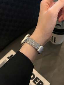 1pc Metal Magnetic Watch Band, Compatible With Apple Watch 38/40/41/42/44/45/46/49mm Bands For Ultra2/Ultra/SE2/SE/11/10/9/8/7/6/5/4/3/2/1 - Silver - View 3