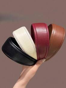 2025新款复古极简主义宽版真皮发箍，女士优雅发箍，可用于洗脸和高冠发型造型，家居美发配饰，发带 - 彩色 - 查看 1