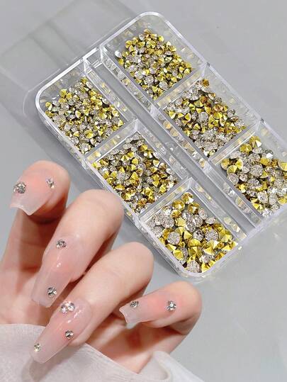 1 caja de cristal blanco, decoración de uñas con cristales de diamante, suministros de arte de uñas DIY, gemas para uñas