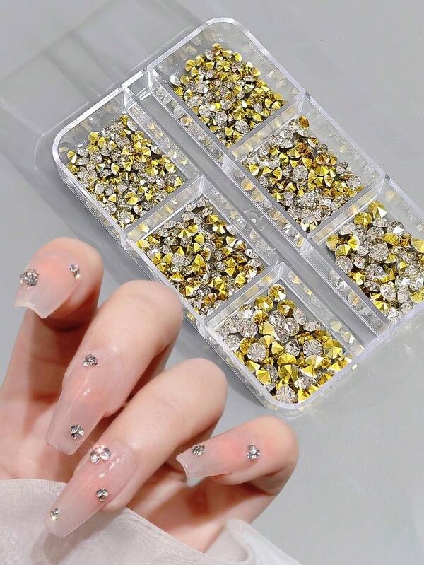 1 caja de cristal blanco, decoración de uñas con cristales de diamante, suministros de arte de uñas DIY, gemas para uñas