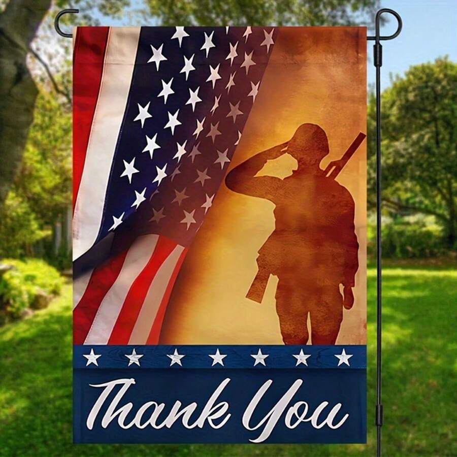 1pc Memorial Day Patriotic Garden Flag 12x18 Inch - Appreciation Flag, Durable Polyester, Vertical Double Sided - Perfect For 4 Of July, Independence Day Decorations, Perfect For Outdoor Home & Yard Decor, Flagpole Not Included - A - View 1