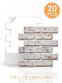 1/10/20片装仿砖纹自粘PVC墙板，3D装饰墙贴，11.8英寸 x 11.8英寸，防水耐热，适用于厨房、农舍、壁炉等场所。复古墙面装饰，室内装饰 - A - 查看 18
