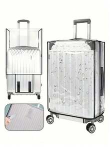 1pc Transparent Luggage Dust Cover, Made Of Waterproof PVC Material, Suitable For 20-Inch To 30-Inch Suitcases, Transparent Dust-Proof And Scratch-Resistant, Applicable For Beach Travel, College Dorm Move-In Season, Etc. Transparent Luggage Storage Bag, Easy To Find And Clean, Extending Travel And Luggage Lifespan (Suitcase Not Included) - Multicolor - View 3