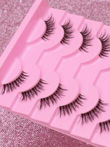 Ayrmilla 10 Pairs Messy Cat Eye Lashes, Petite & Cute Design, Suitable For Daily, Date, Vacation, Light Makeup, Spring New Arrival - Black - View 4