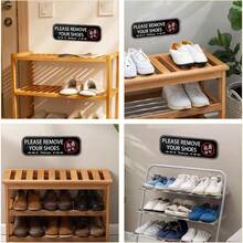 2pcs "Please Remove Shoes" Self-Adhesive Vinyl Durable No Shoes Sign, Home/Office Door Wall Decal - 2 Stickers Asking You to Take Off Your Shoes - View 3